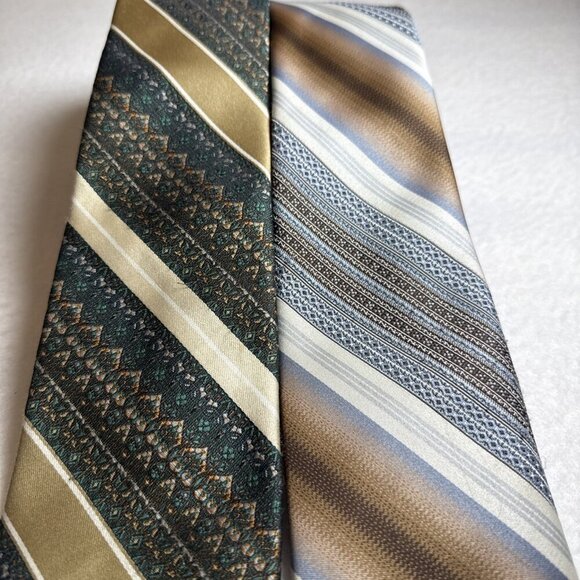 2 Vintage Sears The Men's Store Neck Tie Brown Blue Gold Tan - Picture 3 of 11